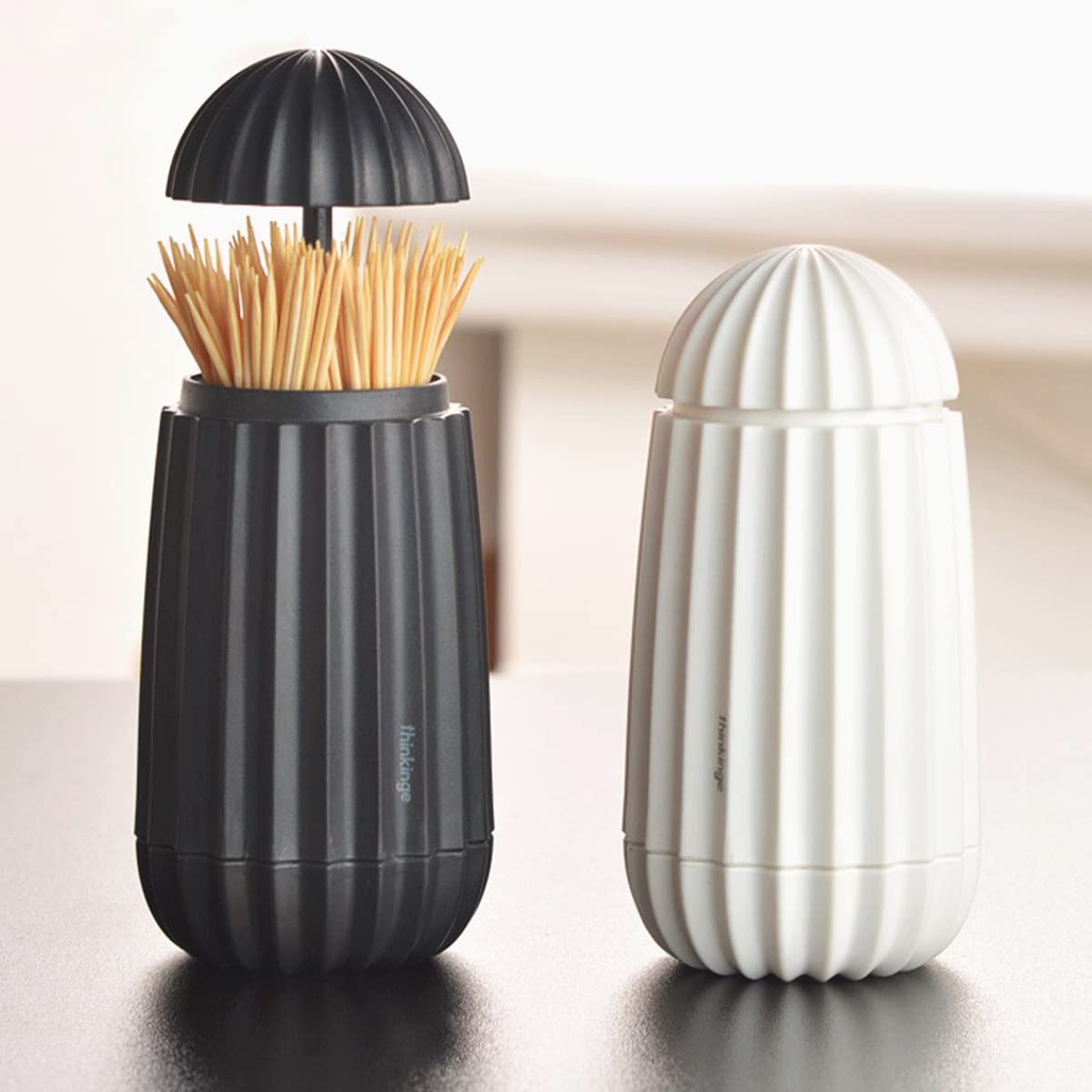 Distributeur Automatique de Cure-Dents en Plastique Portable Boîte Porte-Cure-Dents 2Pcs