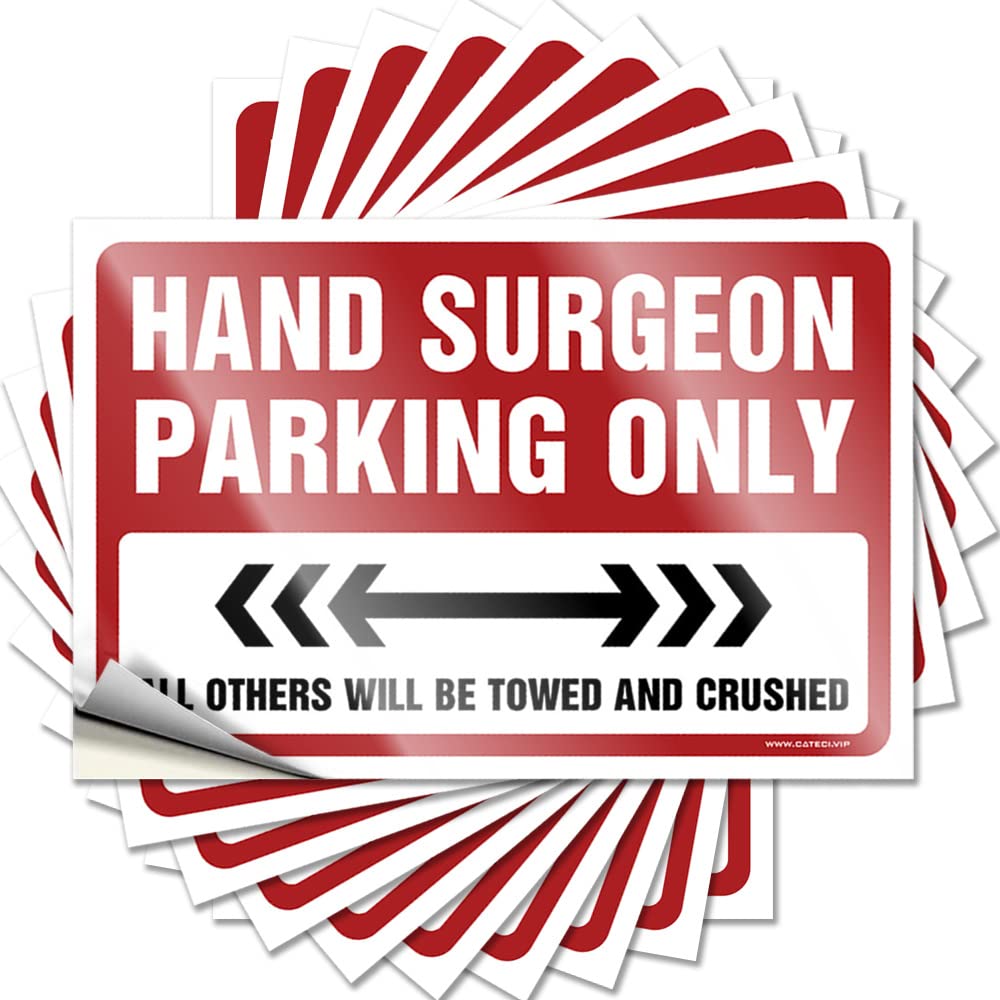 Teen Decor, Funny Sticker Surfing Accessory Hand Surgeon Parking Only | Vintage Waterproof Vinyl Stickers(6X9CM)
