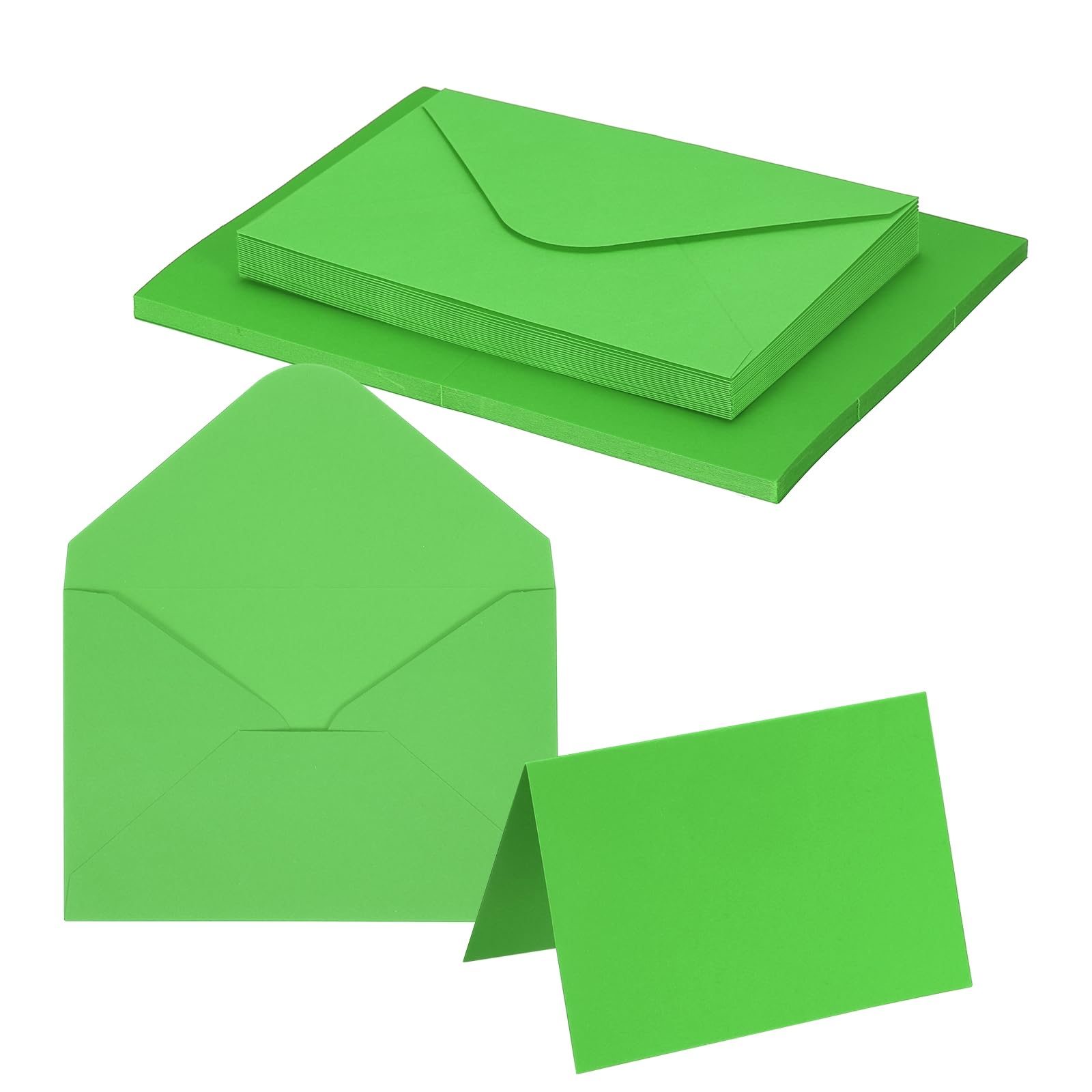 PATIKIL 10 x 15cm Blank Greeting Cards and Envelopes, 20Sets Half Fold Note Cards and Envelopes 250g Thick Cardstock for DIY Wedding Birthday Party Invitations, Bright Green