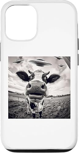 Funda para iPhone 13 Pro Alien UFO Funny Cow