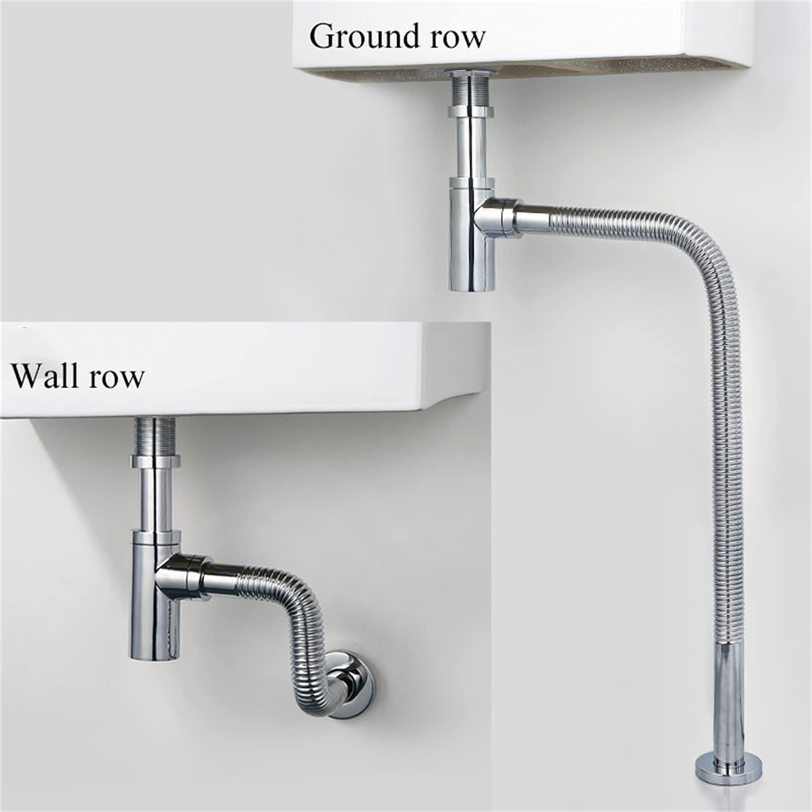 Trampa De Botella, Flexible Tubo De Desagüe Lavabo Sin Rebosadero Wall Fila/Tierra Fila De Drenaje Ajustable Anti-Bloqueo, Antiolor, Anti-Insectos, Anti-remanso Cobre (tamaño : 0.6m)