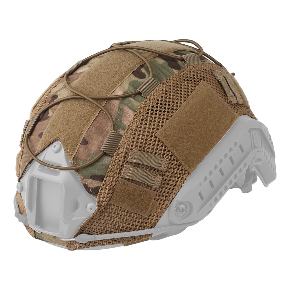 GHILEO Tactical Helmet Cover, Camo Cloth Cover for Airsoft Fast Helmet, Nylon Loops & Shock Cord for Military, Army, Hunting, Shooting, and Paintball Games, Size 10.2'x16.5'
