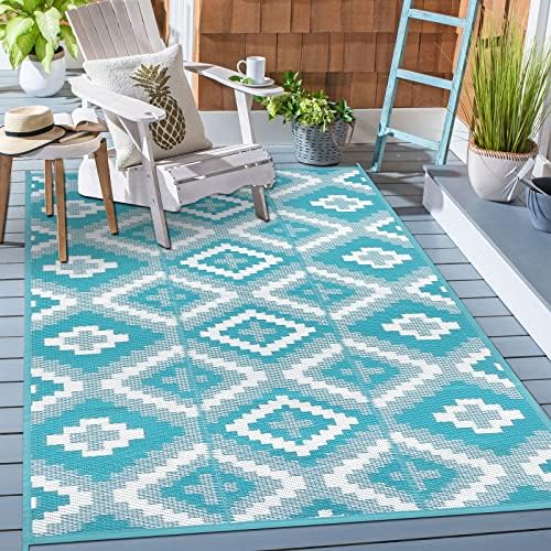 Kurala Reversible Rugs Plastic Patio Area Rugs, Lightweight