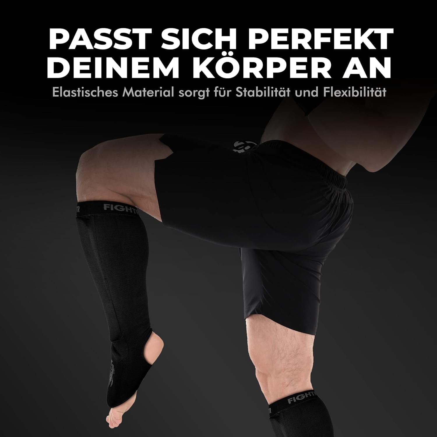 FIGHTR® Schienbeinschoner - mit perfektem Sitz und idealer Polsterung | Schienbeinschutz für Kicks im Kickboxen, MMA, Muay Thai und weitere Kampfsportarten