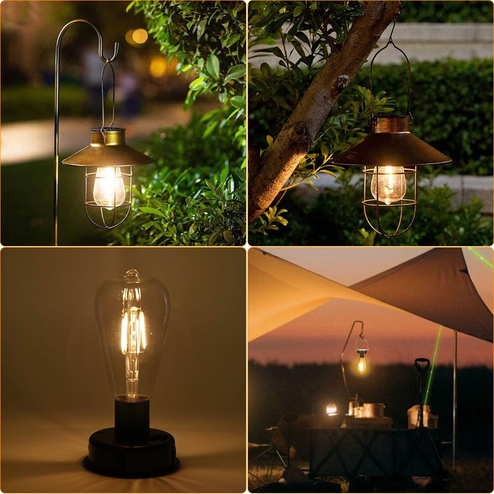 CLIUNT Solar Light Bulb, 2 Pcs Waterproof Solar Lights Replacement Top, Hanging Solars Light Outdoor Garden - Image 2