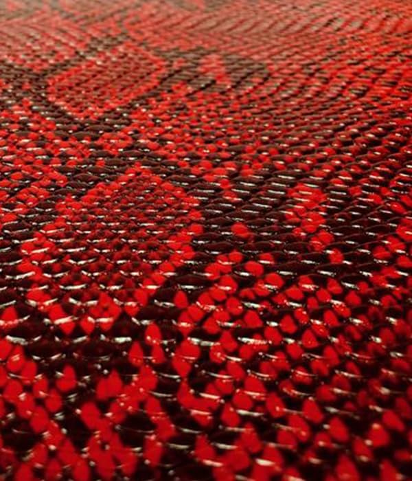 Vinyl Fabric Embossed Texture Rattlesnake Fake Leather Sold by The Yard (Ruby Red)