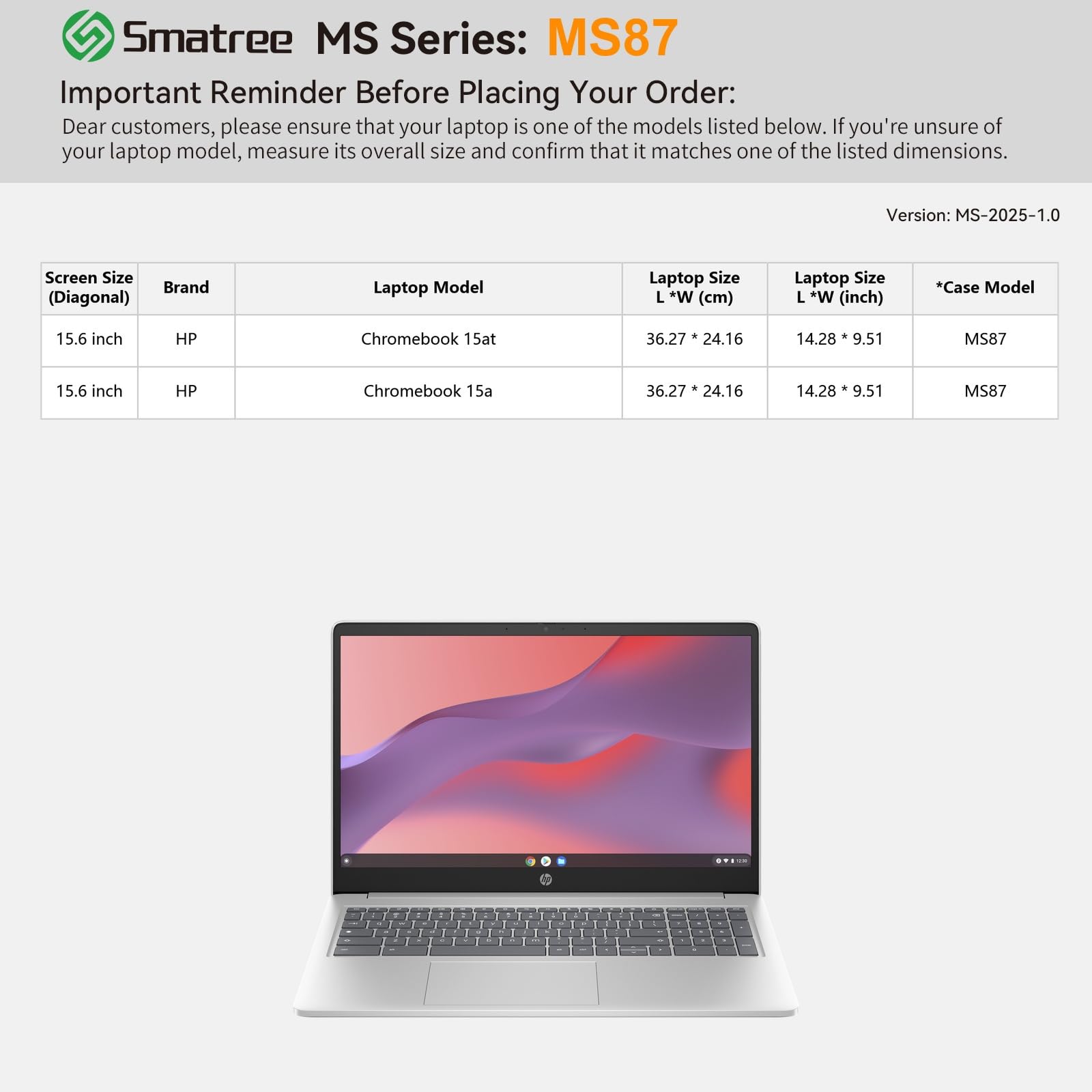 Smatree MS87 Twardy futerał ochronny EVA ze stojakiem kompatybilny z 15,6-calowym HP Chromebook 15at-nb000/15a-nb0097nr/15a-na0047nr/15at-na000 torba na laptopa