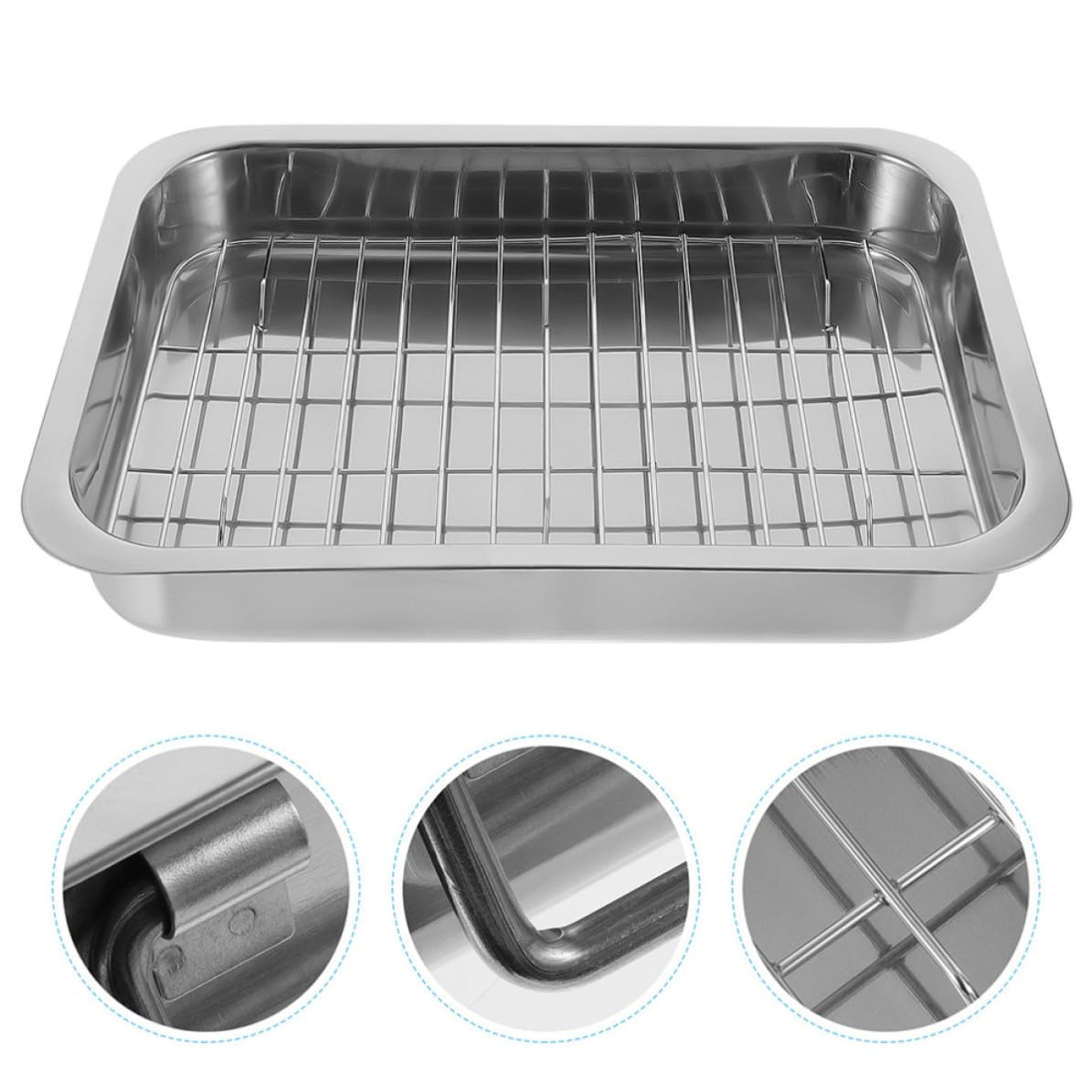 Backblech Leicht zu Reinigen Edelstahl Satz mit Rost Rechteckiges Ofenblech für Snacks und Kleine Speisen Geeignet für Grill und Backofen
