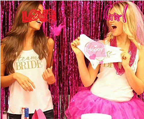 Liyoung Paquet de 4 Rideaux en Feuille,Rideau Shimmer pour Le Mariage, Bal, Décor de fête d'anniversaire,Toile de Fond de Photo (Rouge, 4 Pièces)