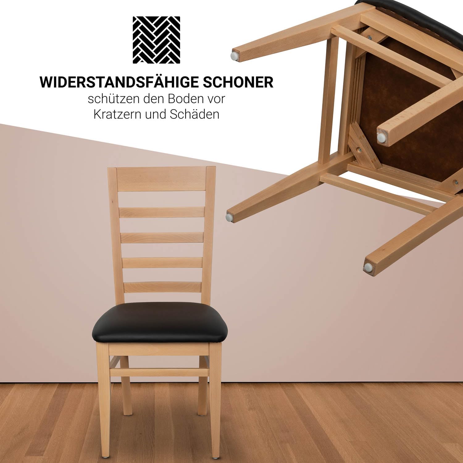 Staboos Esszimmerstühle 2er Set Massivholz Buche, Natur/Schwarz CH62