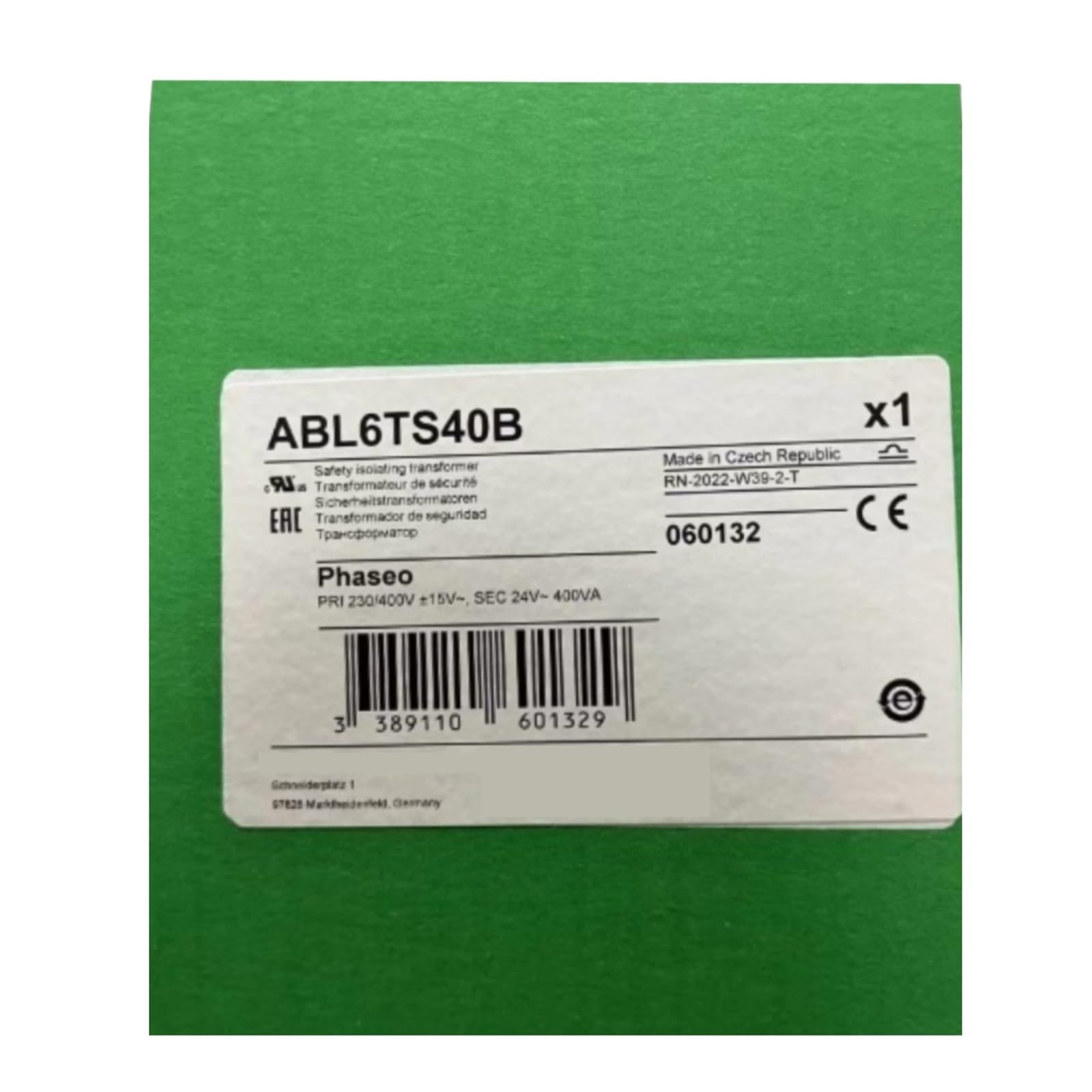 Transformador de Aislamiento, transmisor de Aislamiento de Seguridad ABL 6TS40U 400VA 060132 230-400V