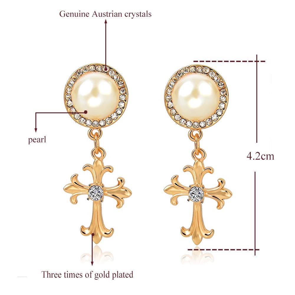 Pearl Dangle Earrings with Gold Plated Hooks