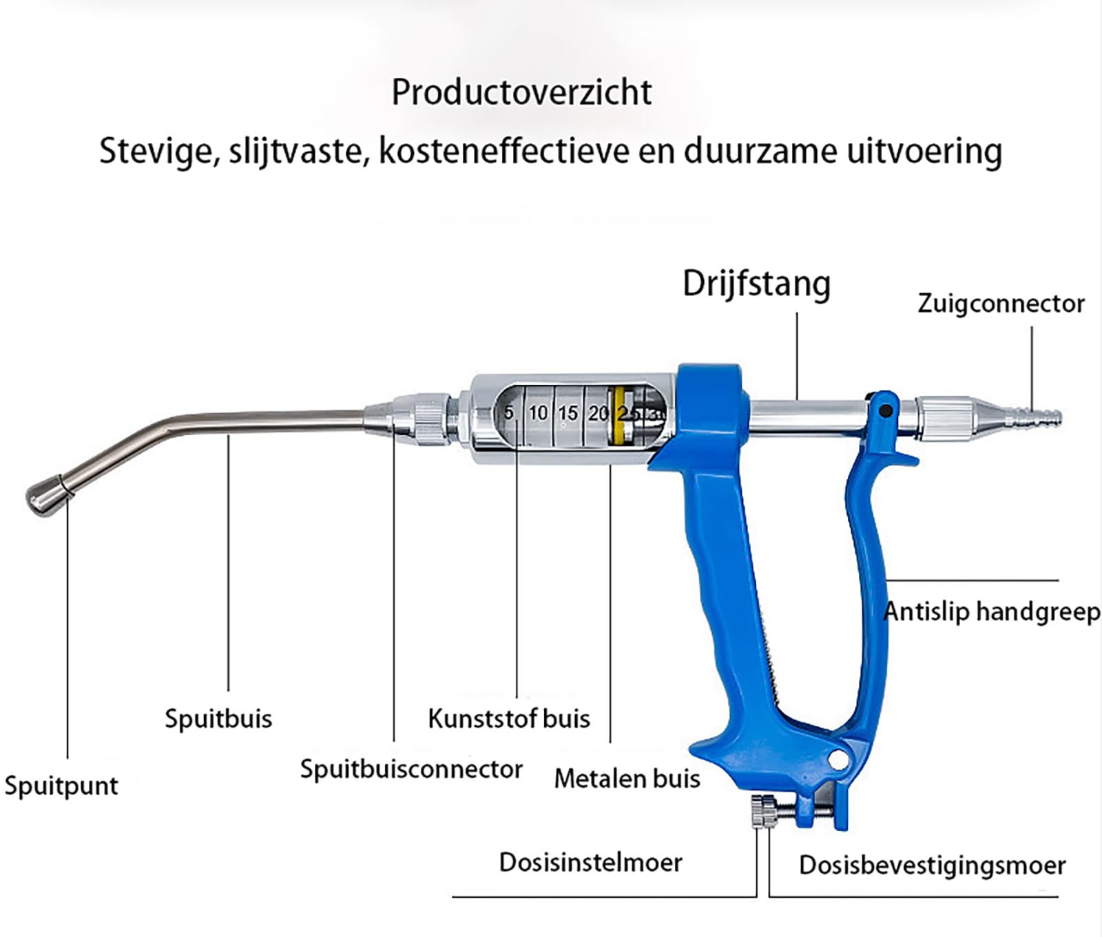 Weterynaryjny metalowy pistolet do zraszania, regulowany dozownik 10 ml/20 ml/30 ml, dla świń, krów, owiec, kóz i koni, niezbędne narzędzie rolnicze do pielęgnacji zwierząt gospodarskich