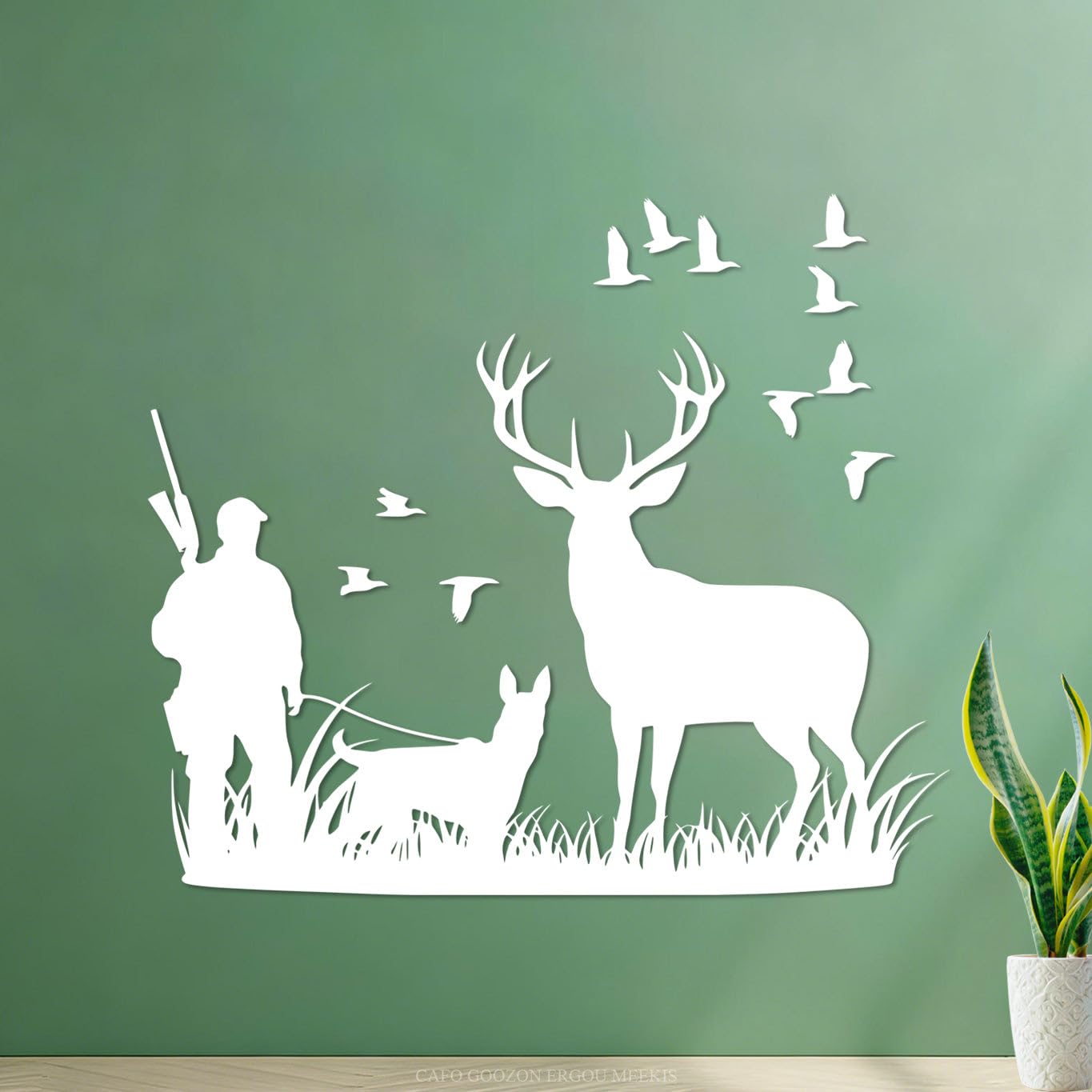 Wall Vinyl Sticker Decor Deer Hunting Dad 34x38.9cm Art Mural Painting Rosered โ image 1