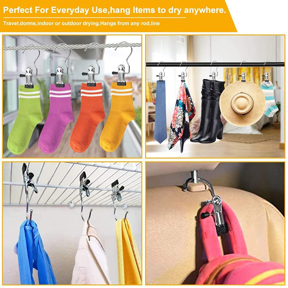 20 Pcs Cintres Avec Pince Noirs Rotatifs - Crochets Solides Pour Bottes, Chaussettes, Serviettes Et Rideaux - Pratique Et Gain De Place