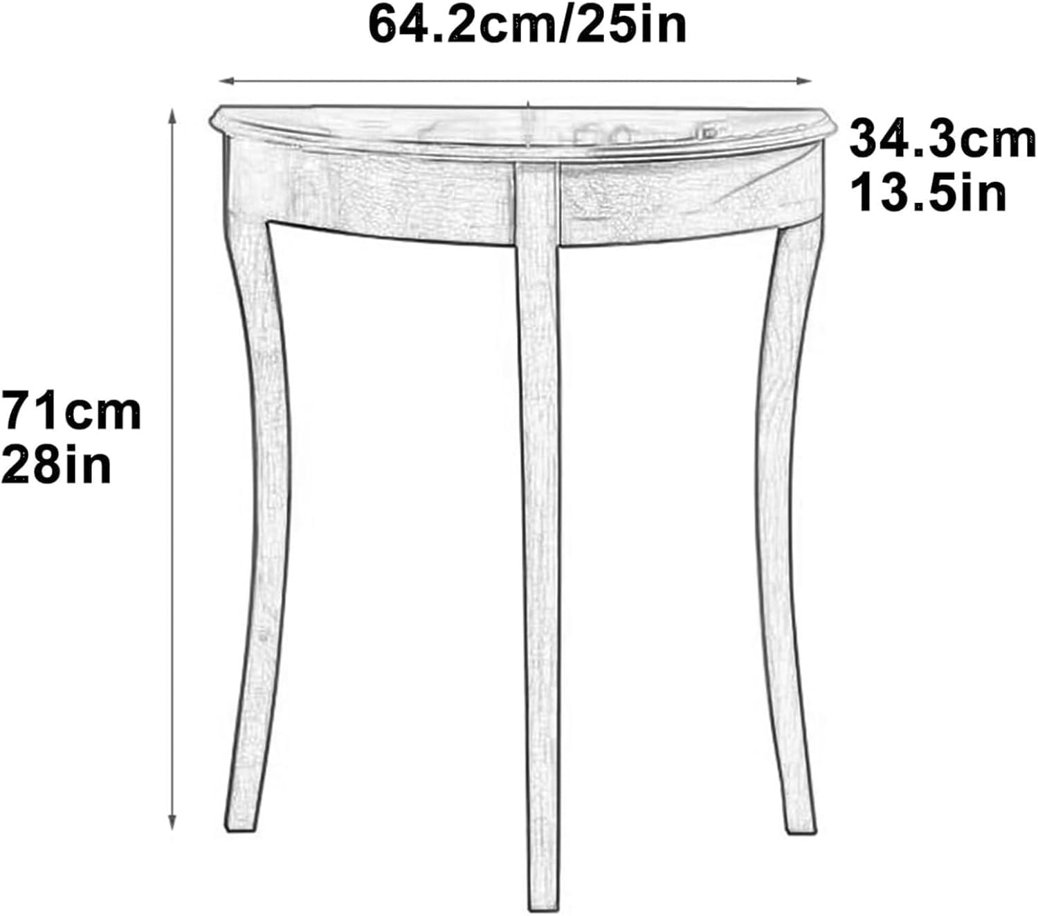 Stół konsolowy, stolik na sofę z litego drewna, półksiężyc, do salonu, korytarza, za kanapą, stylowe meble akcentujące, nowoczesny design, rozwiązanie do przechowywania w domu