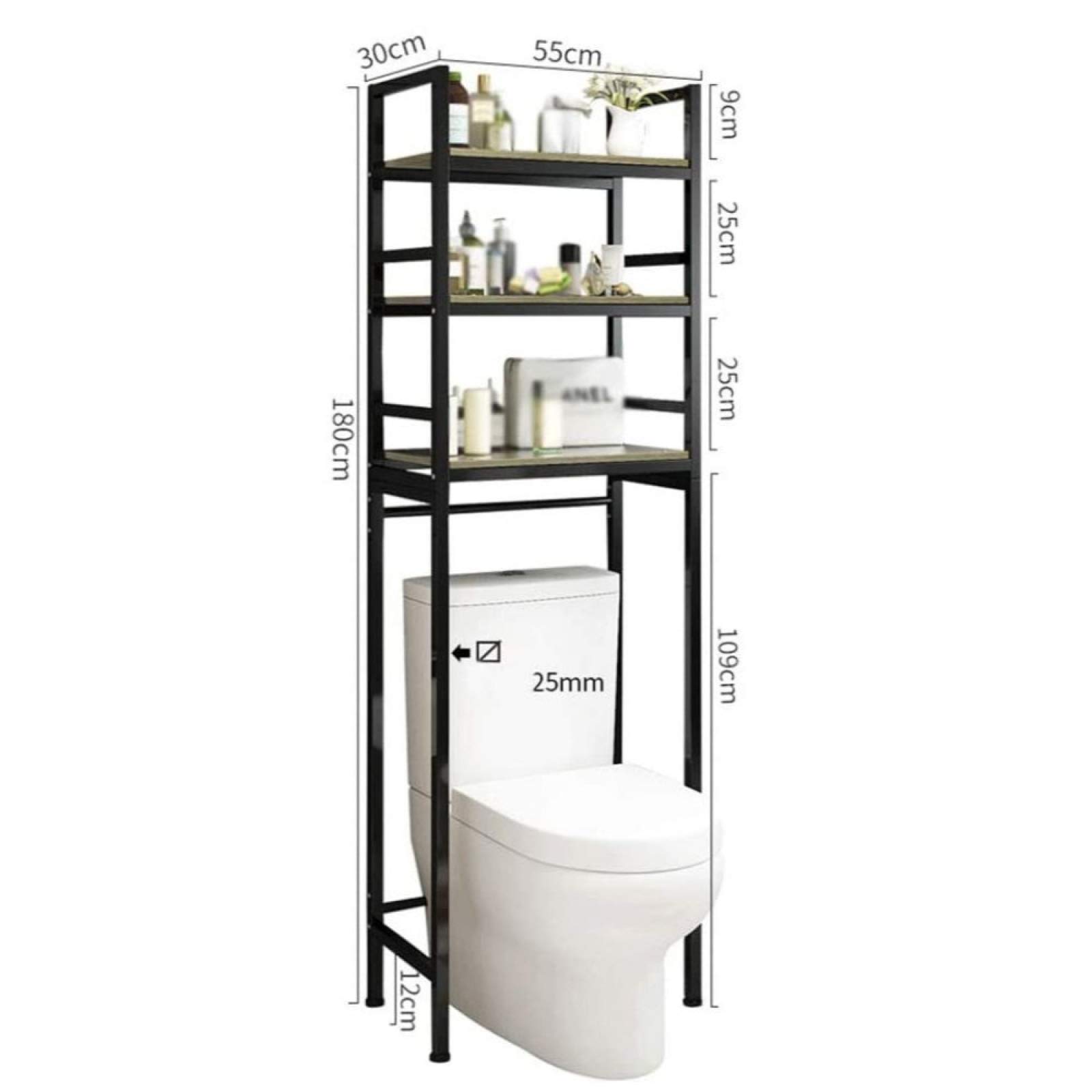 Houten plank voor boven de toilettrap, opberger badkamerplanken, boven toiletpapierhouder achter - België