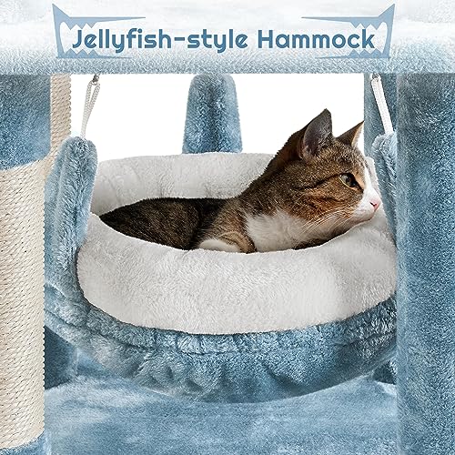 Árbol para gatos temático océano azul y blanco 61 in miniatura 6