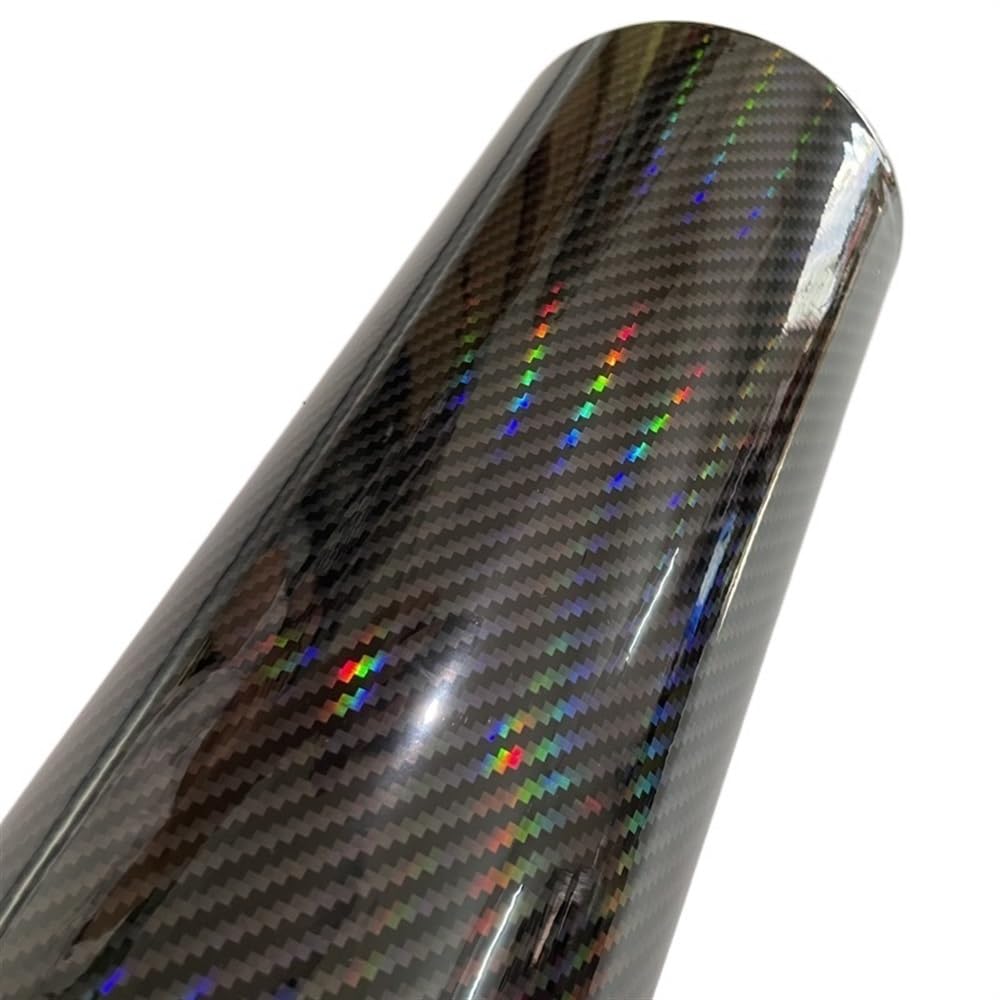 PUAISJN Carbon Fiber Vinyl Wrap, Carbon Fiber Film Self-Adhesive Holographic Vinyl Car Wrap DIY Multicolor Multiple Sizes(Black,50cm x 300cm)