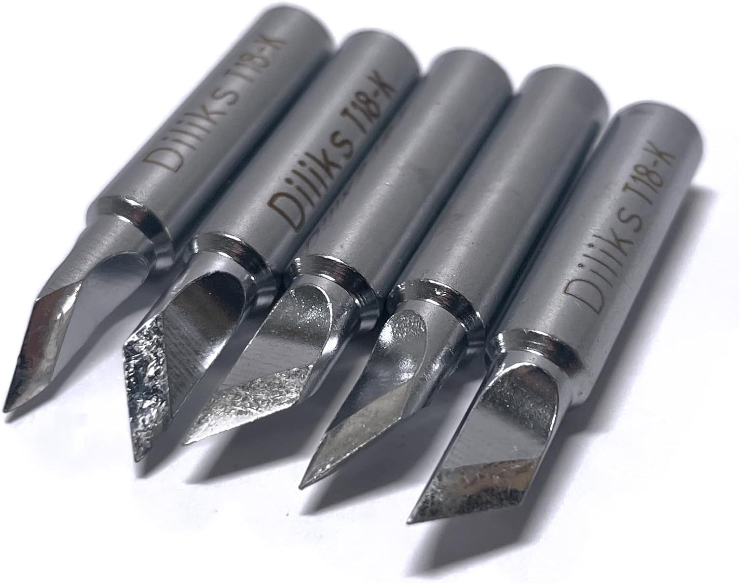 T18-K Soldering Iron Tips 5pcs Set, Knife tip, For HAKKO FX-888D FX-888 FX-8801 FX-600, 2.0mm/45° R5.0mm x 14.0mm