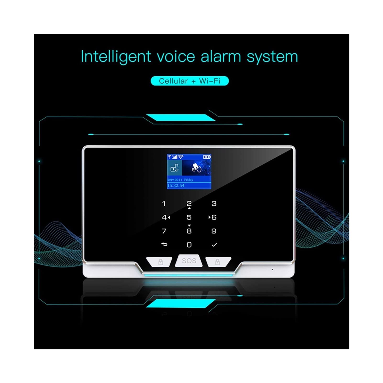 Alarme sans Fil TUYA Intelligente WiFi sim GSM Kit de système d'alarme de sécurité App Contrôle du détecteur de Mouvement Système d'alarme de cambrioleur(W3B2)