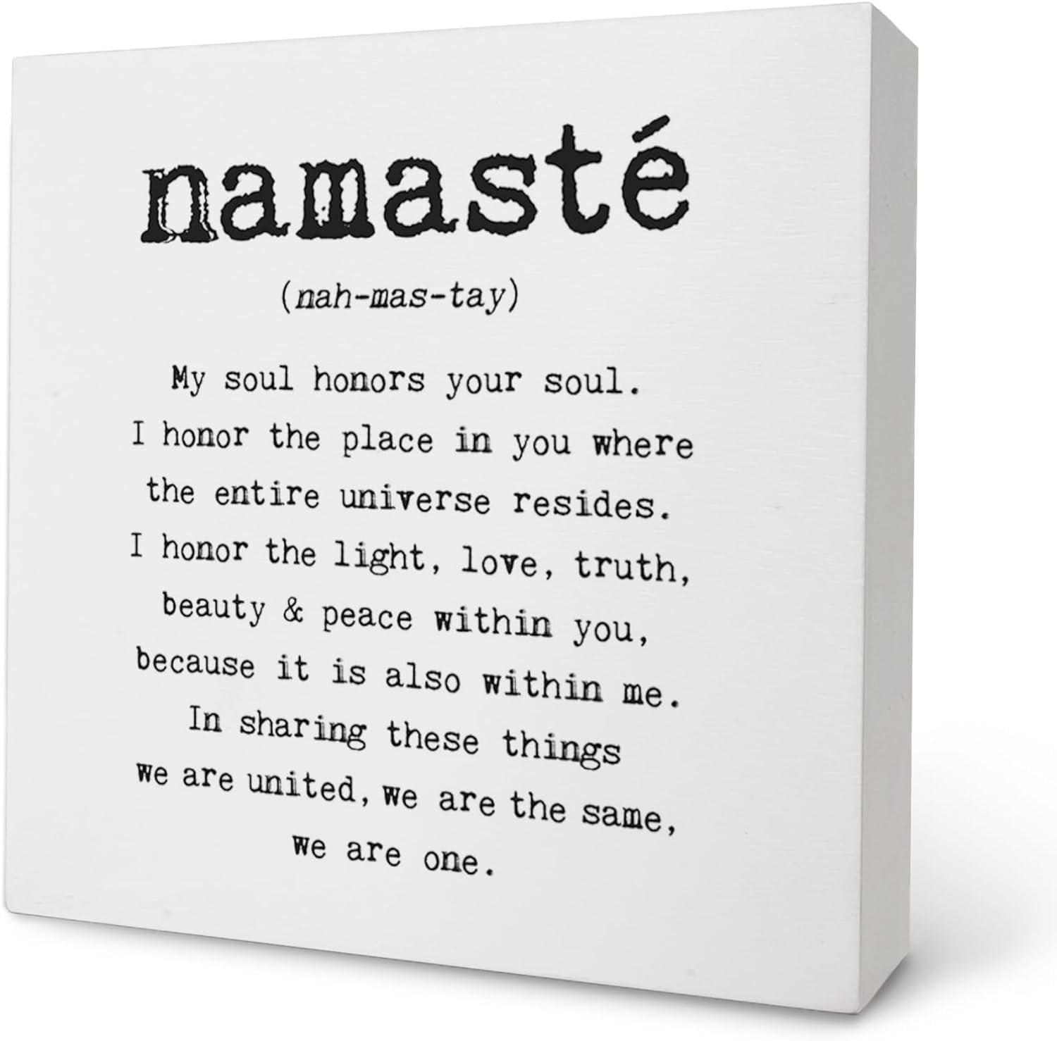 Pibonto Men's Desk Decor 5X5 Inch Namaste Wooden Sign - Yoga Room Decor For Meditation Spaces