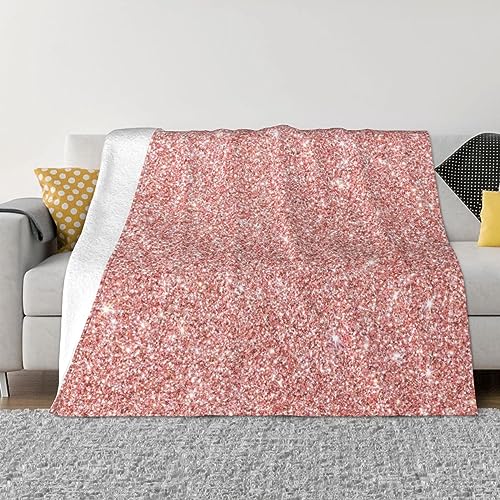 Image of Pevtufa Rose Gold Pink Glitter Fleece Throw Blanket 50"X40" Reversible Plush Fluffy Lattice Flannel Blankets for Sofa Couch Bed