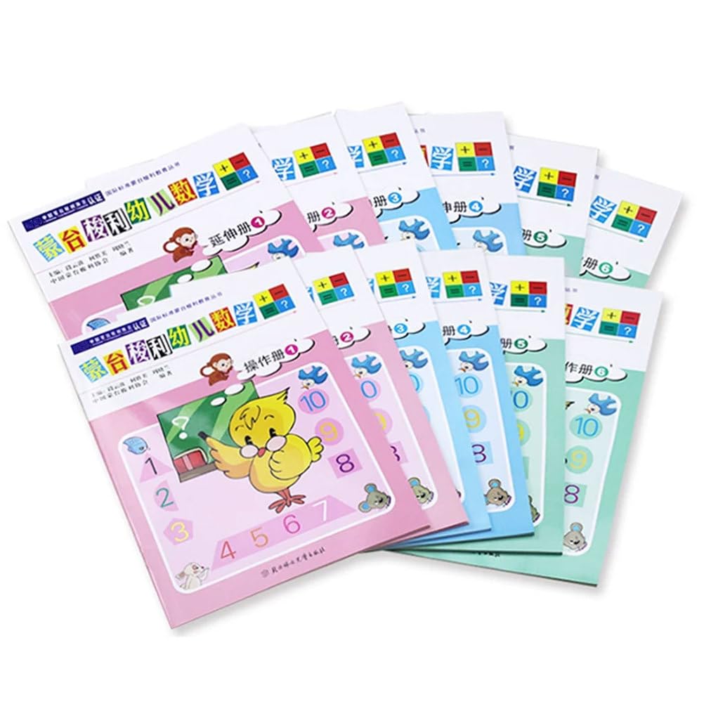 Zeszyty ćwiczeń z matematyki dla dzieci Montessori | Książki do nauki wczesnych liczby w przedszkolu, pomoc dydaktyczna do matematyki dla dzieci w wieku przedszkolnym