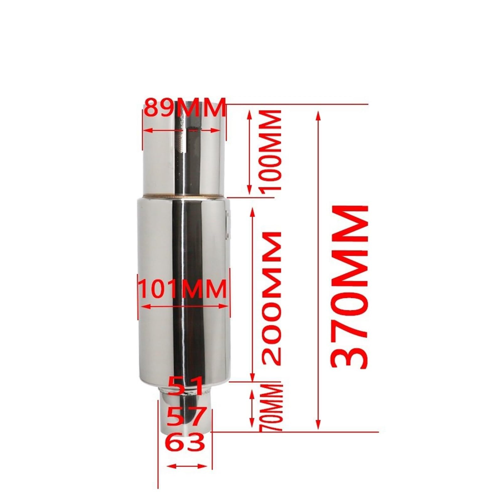Car Silencer Układy wydechowe motocykla samochodowego końcówka tłumika uniwersalna stal nierdzewna ID 51 MM 57 63 wylot 90mm stylizacja tłumik rura wydechowa(Silver 57mm)