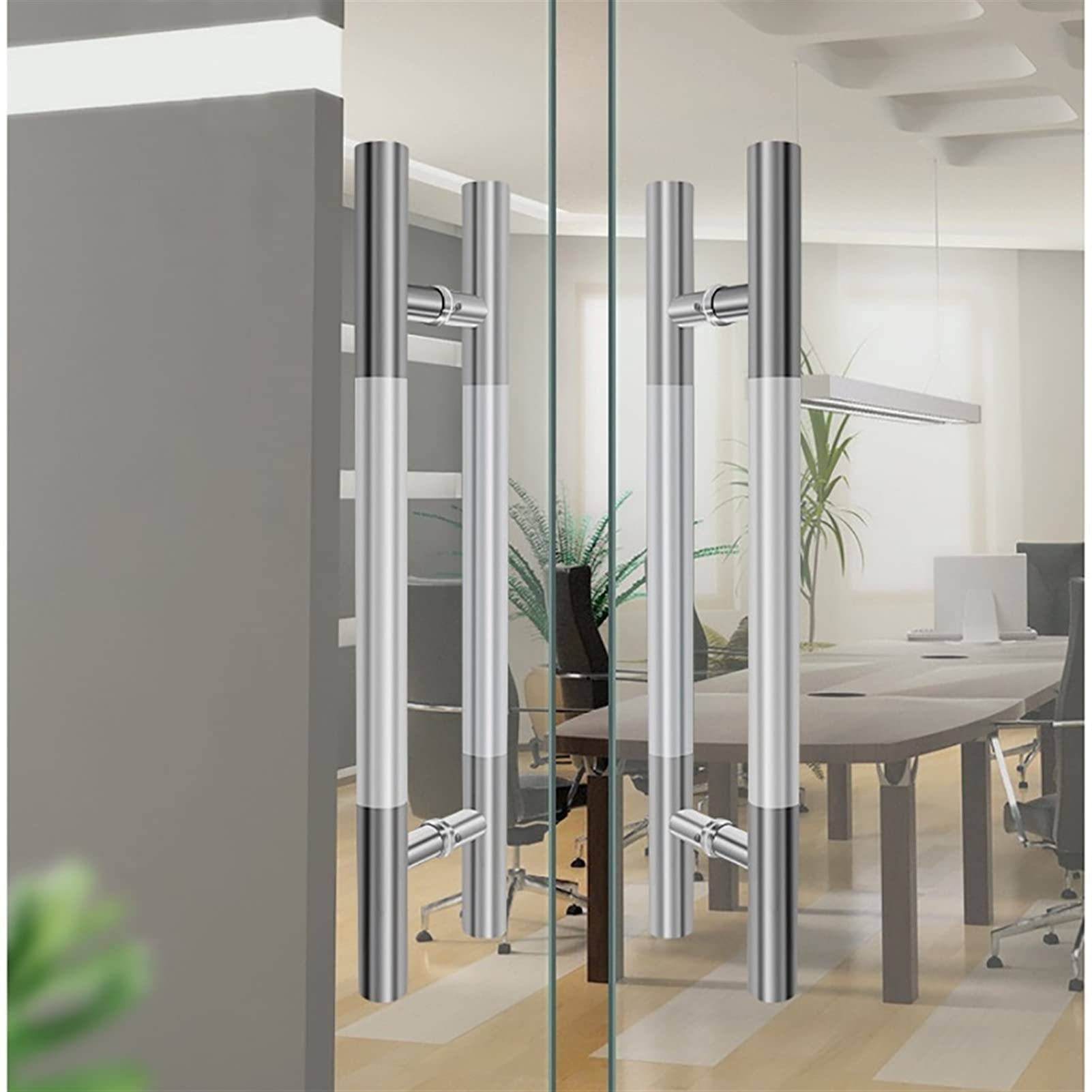 Herrajes para Puertas: Manilla de Acero Inoxidable para Puerta de Cristal, Tubo Redondo, pasamanos de Hierro para Puerta de Madera, herrajes para Puerta con Marco, 9 tamaños, 1200