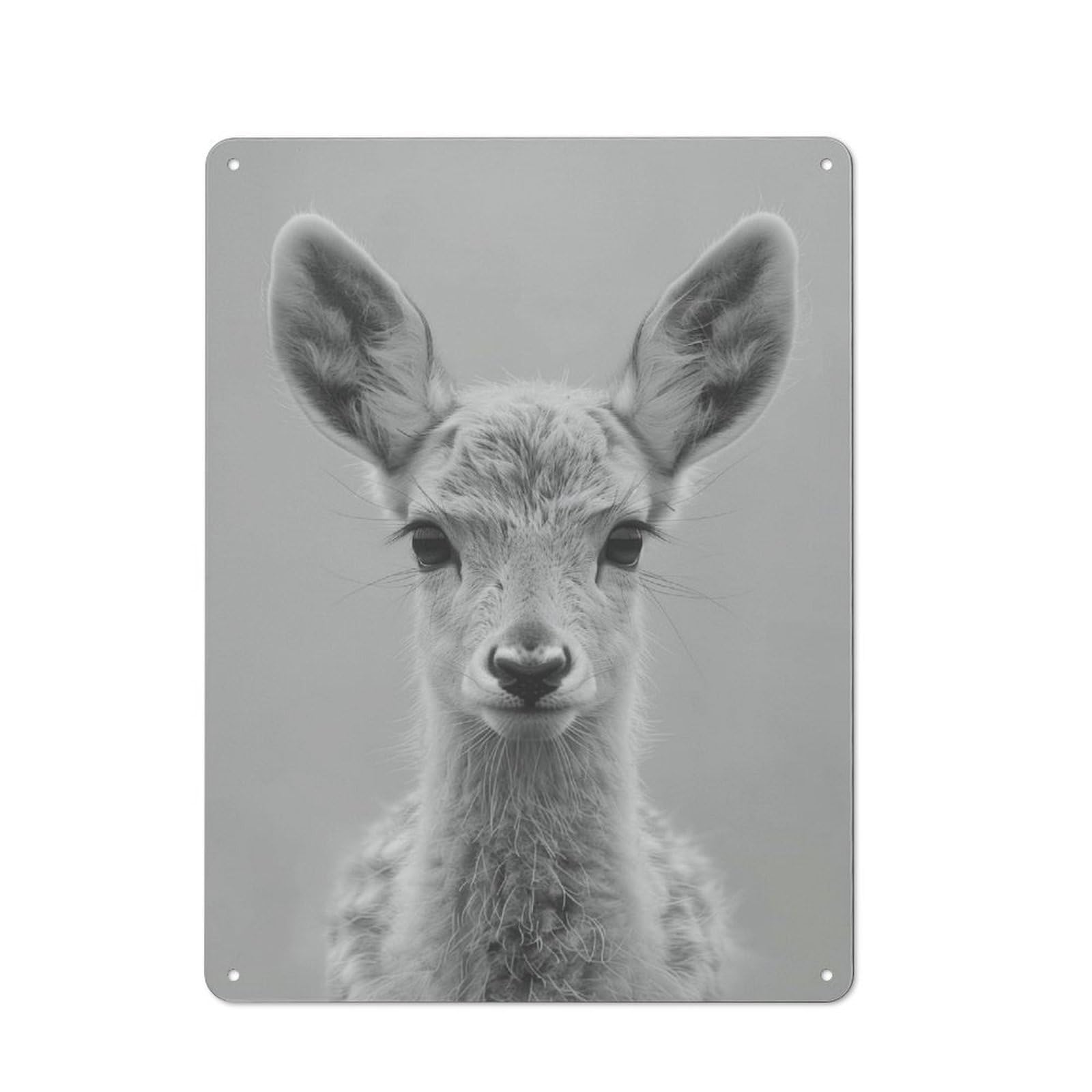 Junmoney Monochrome Deer Portrait For Kitchen Or Home Bar, Retro-Style Metal Sign 40X30cm, For Cooler-Month Interiors With Retro Character