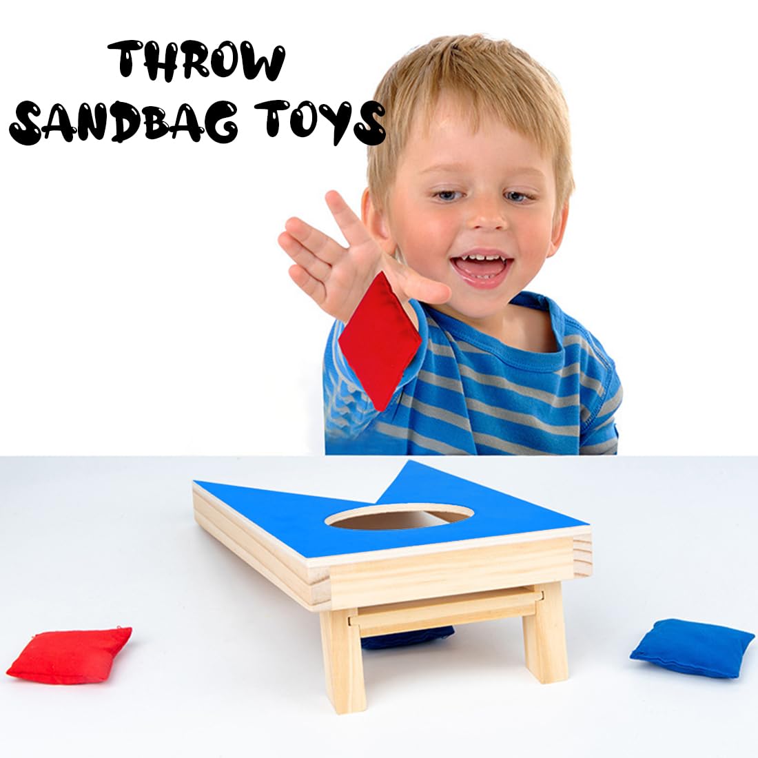 Cornhole Set, Bean Bag Wurfspiel,sackloch spiel,cornhole spiel outdoor, 2 Holzbretter mit ausklappbaren Beinen, Sandsäckchen, Outdoor spiele Geschicklichkeitsspiel für Garten, Strand, Freizeit
