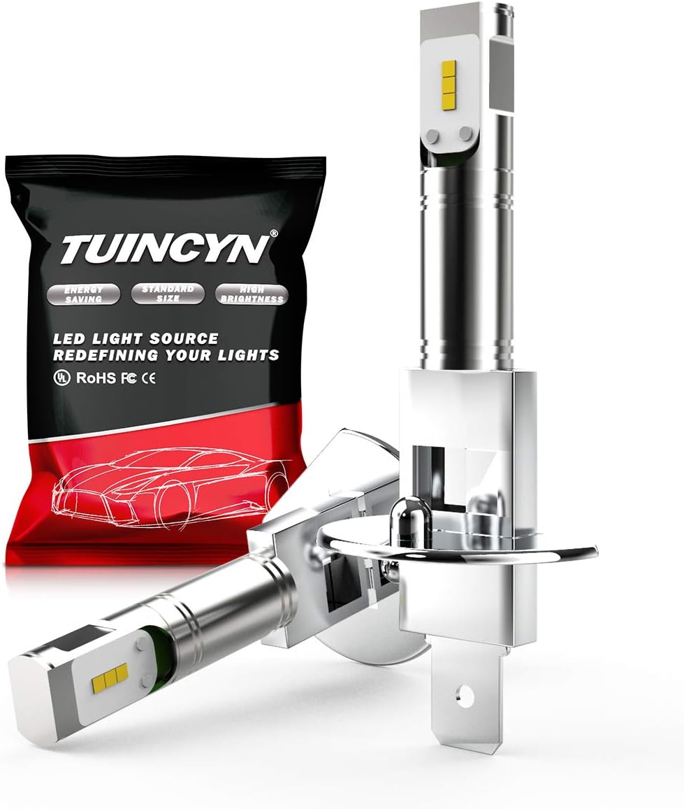 TUINCYN H1 LED Fog Light Bulbs 1600Lm Extremely Bright 6500K White High Power 80W CSP Chips DRL Daylight LED Lamp DC 12V-24V (2-Pack)