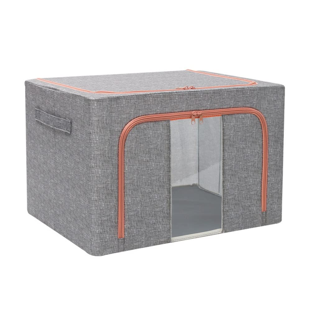 ETRGFTHU Clothes Storage Box Household Cotton and Linen Storage Large Capacity Foldable Sundries/quilt Finishing Dust and Odorless(Grey)
