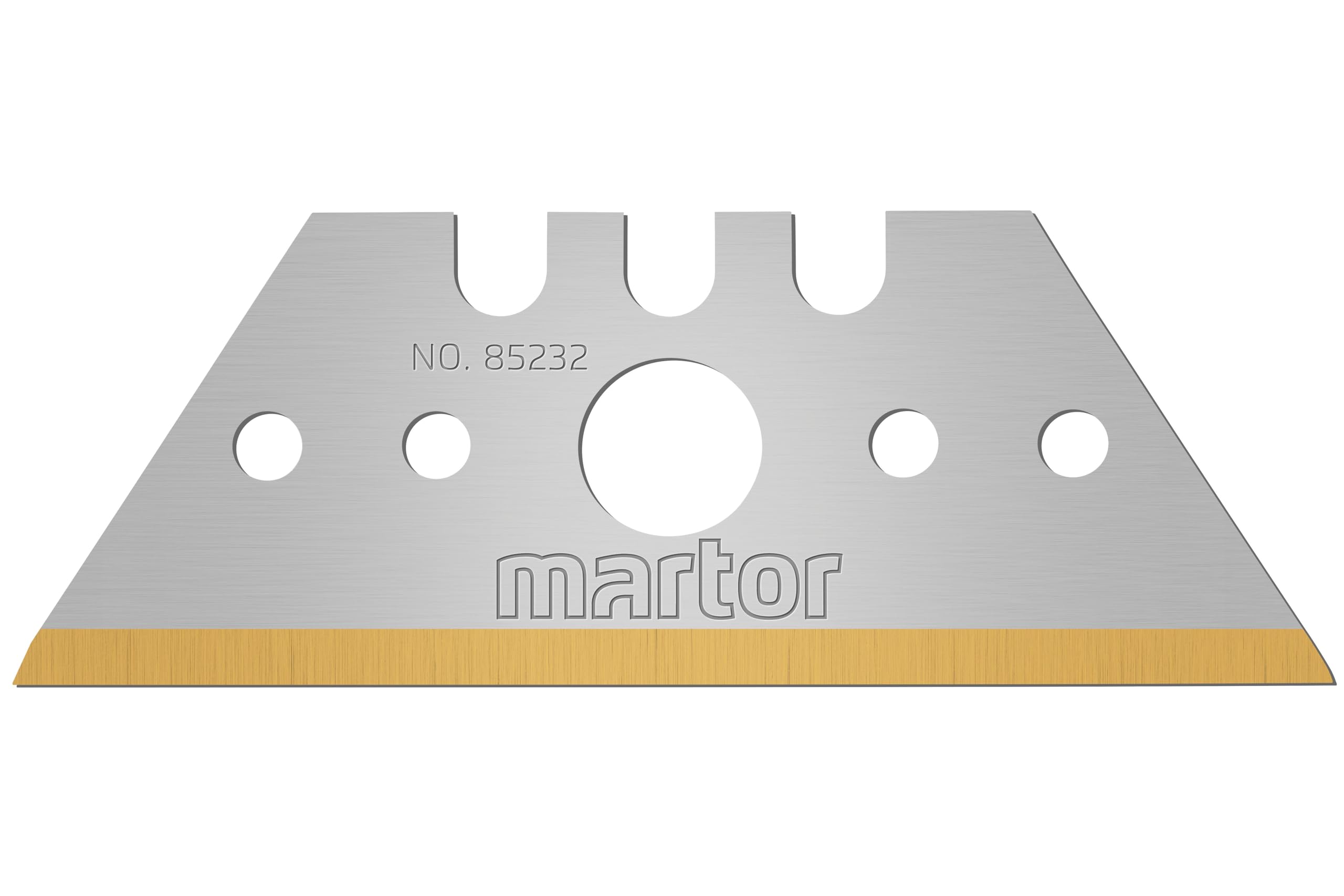 MARTOR 10 x Hoja trapezoidal, Cuchillos de seguridadcuchillo de recambio, 19 mm, afilado, en dispensador, recubrimiento de TIN, utilizable 2 veces, No. 85232