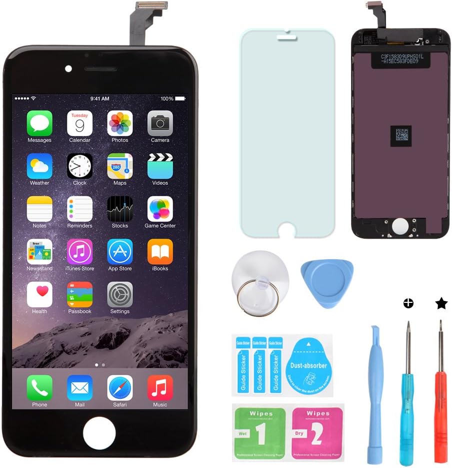 LCD Touch Screen Digitizer Frame Assembly Full Set LCD Touch Screen Replacement for iPhone 6(Black)