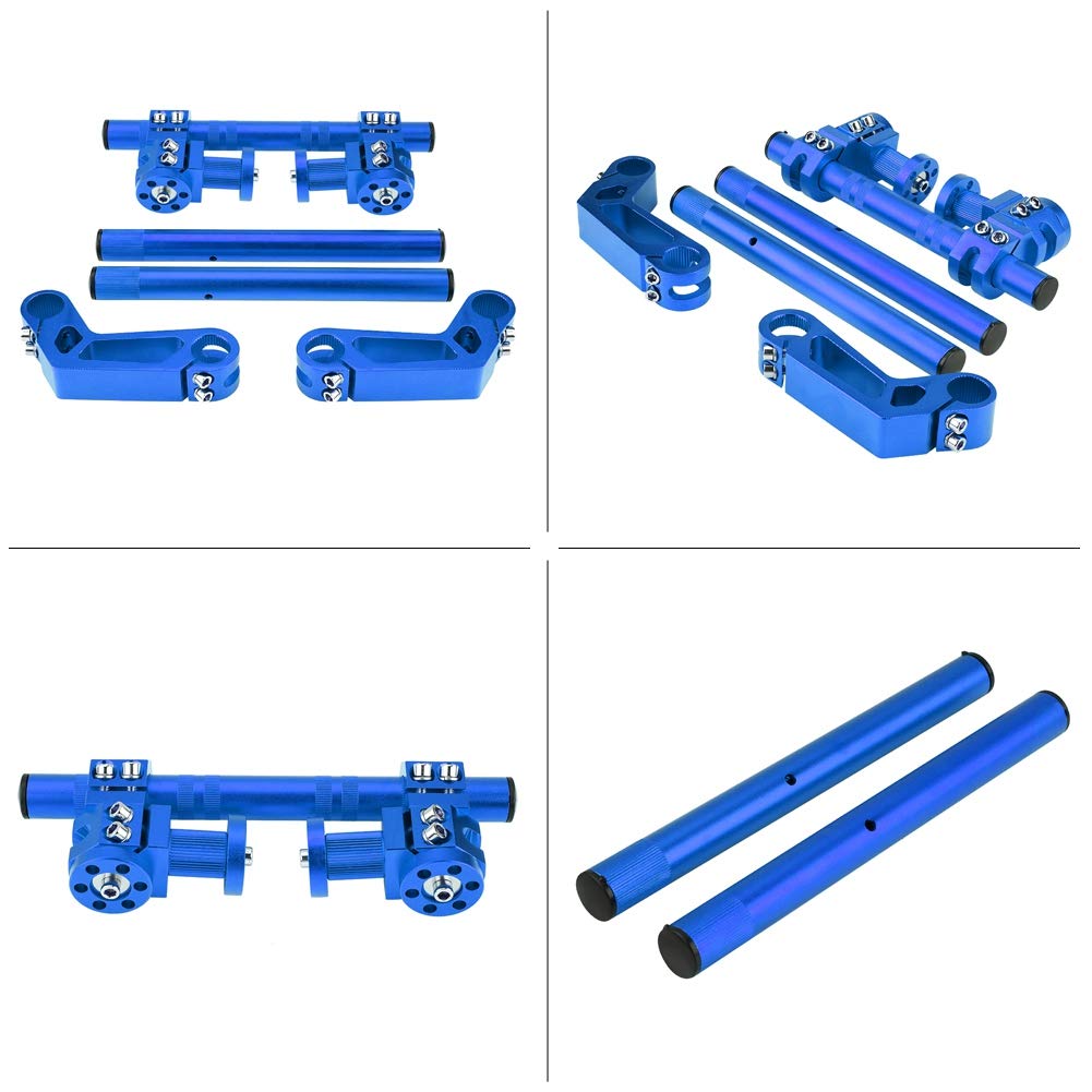 di manubrio regolabile CNC da 7/8" (22 mm) per moto, manubrio in alluminio ricavato dal pieno per pit bike e dirt bike da 125, manubrio rimovibile con regolazione (Blu)