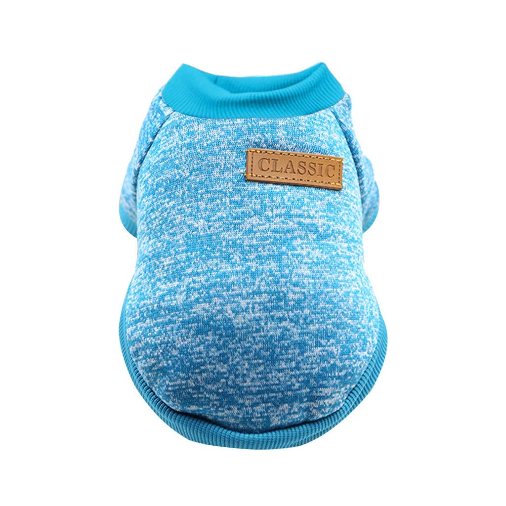 Pet Dog-Puppy Classic Sweater Sweatshirt Clothes Warm Jumper Winter Pet Clothes Hangers (Sky Blue, XL)
