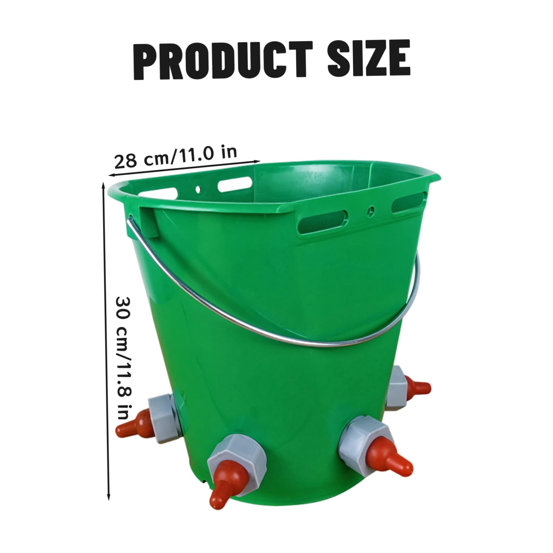 Seau d'alimentation, mangeoire à lait de bétail de capacité 8 L avec tétine, mangeoire à mouton verte et seau biberon pour veaux, agneaux et enfants, 5 bouches