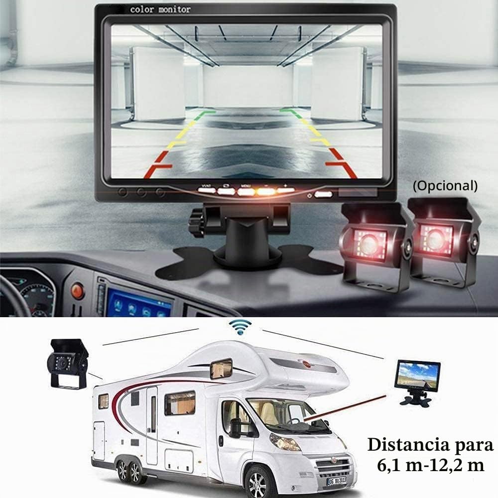 CAMECHO cámara de visión trasera inalámbrica, 7 pulgadas TFT LCD monitor y cámara de aparcamiento IP68K impermeable coche cámara de visión trasera inalámbrica, 1080P HD visión nocturna 120 ° gran angu