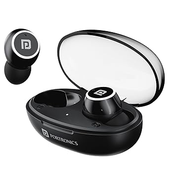 Portronics Harmonics Twins S13 in Ear True Wireless Earbuds with Mic, 24H Playtime, Game/Music Mode, Touch Control, 8mm Driver, Bluetooth 5.3v,IPX5 Water Resistance, Type C Fast Charging(Black)