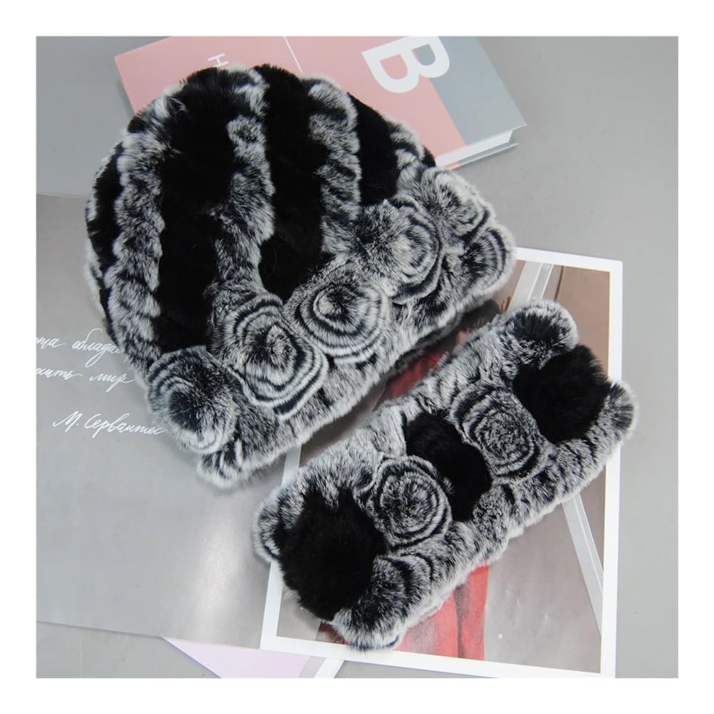 Wintermützen, Schals, Sets für Damen, gestrickt, echte Mütze, Schal, Damenhut, Schalldämpfer-Set