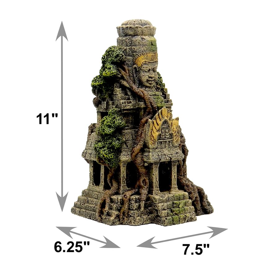 MYB Supplies MUYIRTED Aquariumdecoratie Ornamenten, Boeddhabeeld Gebouw Aquarium Decoratie Grot, Grote Aquarium Decoratie 27 X 15 X 9,3 cm