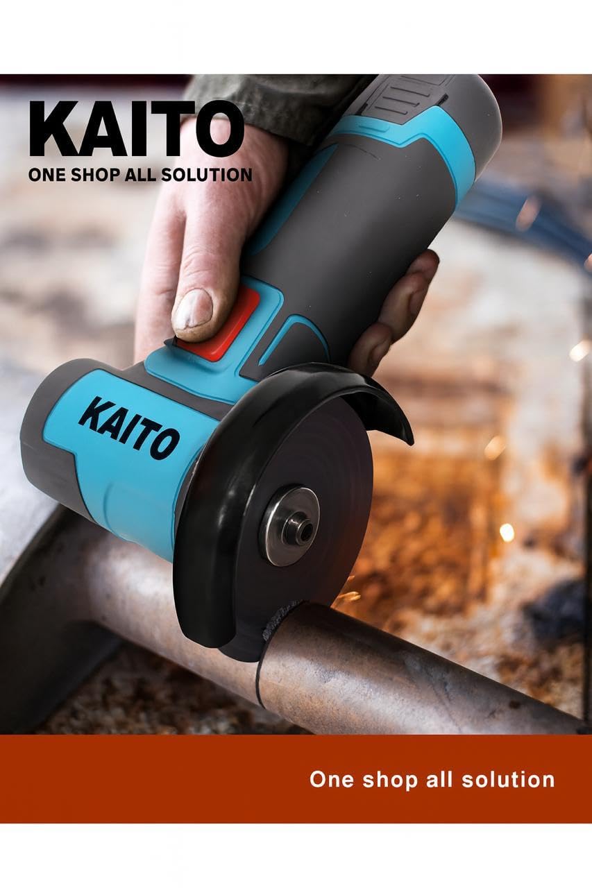 KAITO 12V Brushless Cordless Mini Angle Grinder Machine with Rechargeable Battery | 19500 RPM, 80mm Disc, 2Ah Li-Ion Battery with Charger | Single Speed Control & Battery Indicator 2