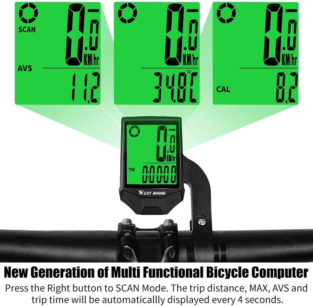 Bike computer display showing different metrics in scan mode