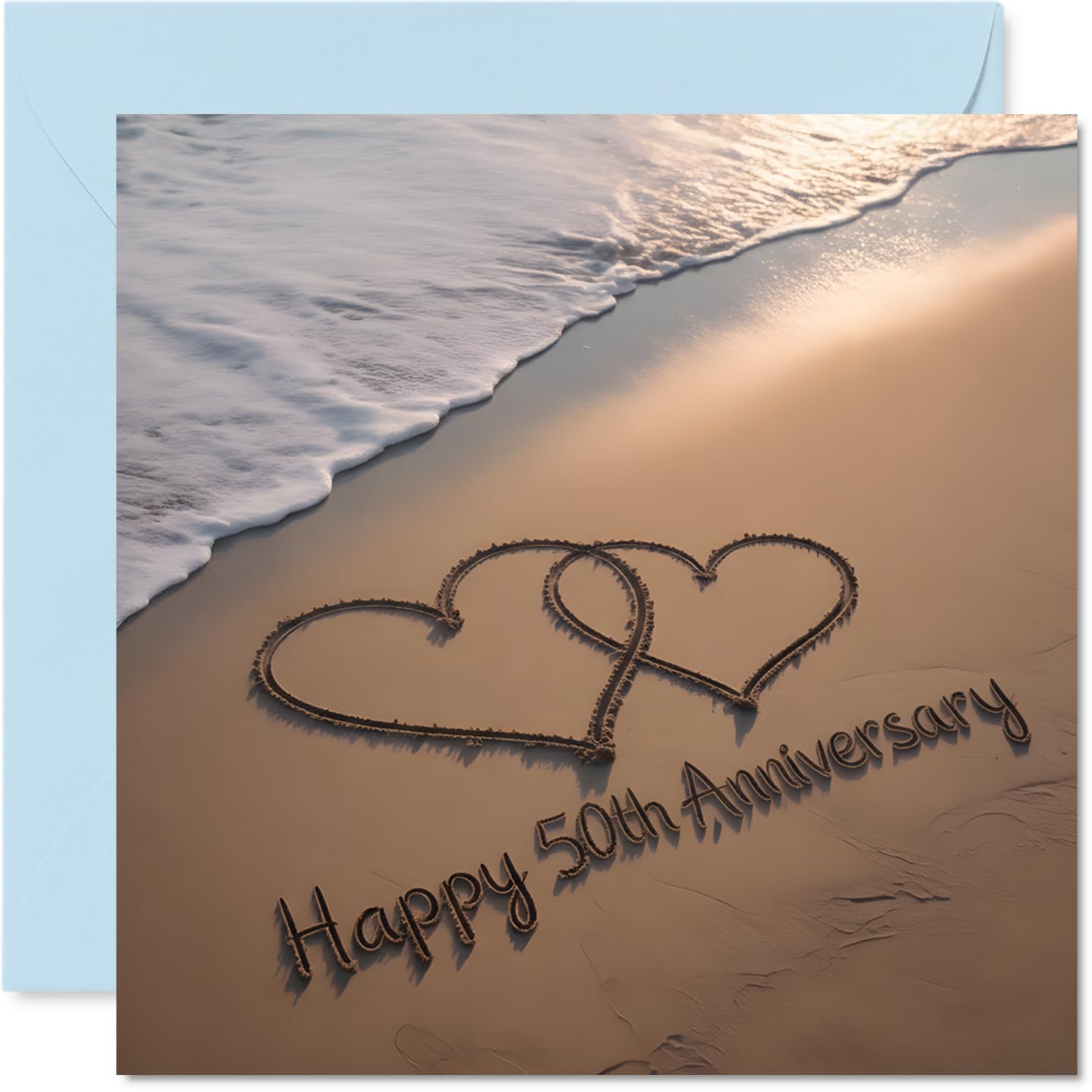 50th Anniversary Card for Women Men - Love on the Ocean Shore - Happy 50 Year Anniversary Card for Partner Husband Companion Wife, 145mm Wedding Anniversaries Greeting Cards