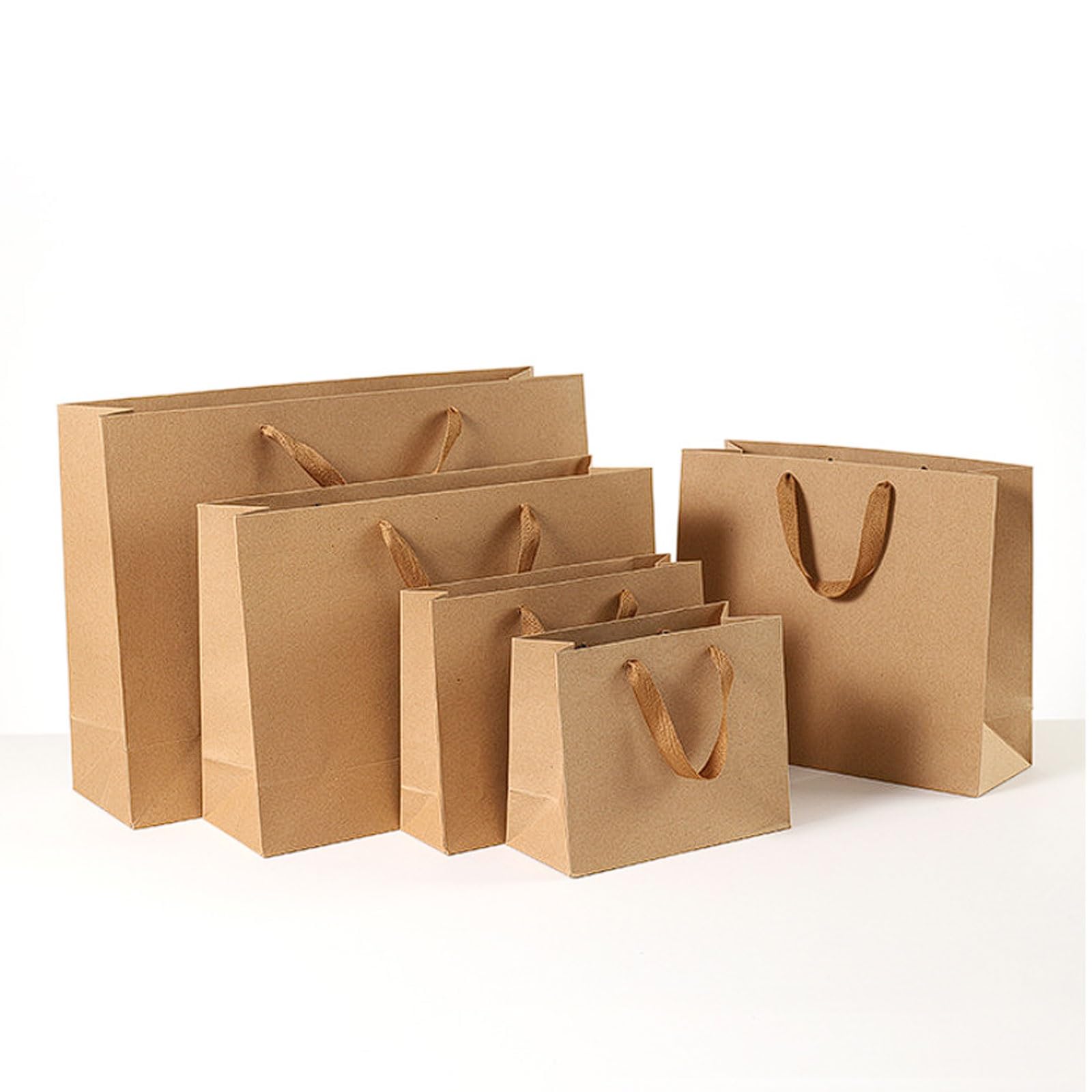 Wytrzymałe torby papierowe Kraft z uchwytem z bawełnianej linki, torby na zakupy na ubrania, kwiaty i okulary, opakowanie 20 opakowań na prezenty (32 x 11,5 x 28 cm)