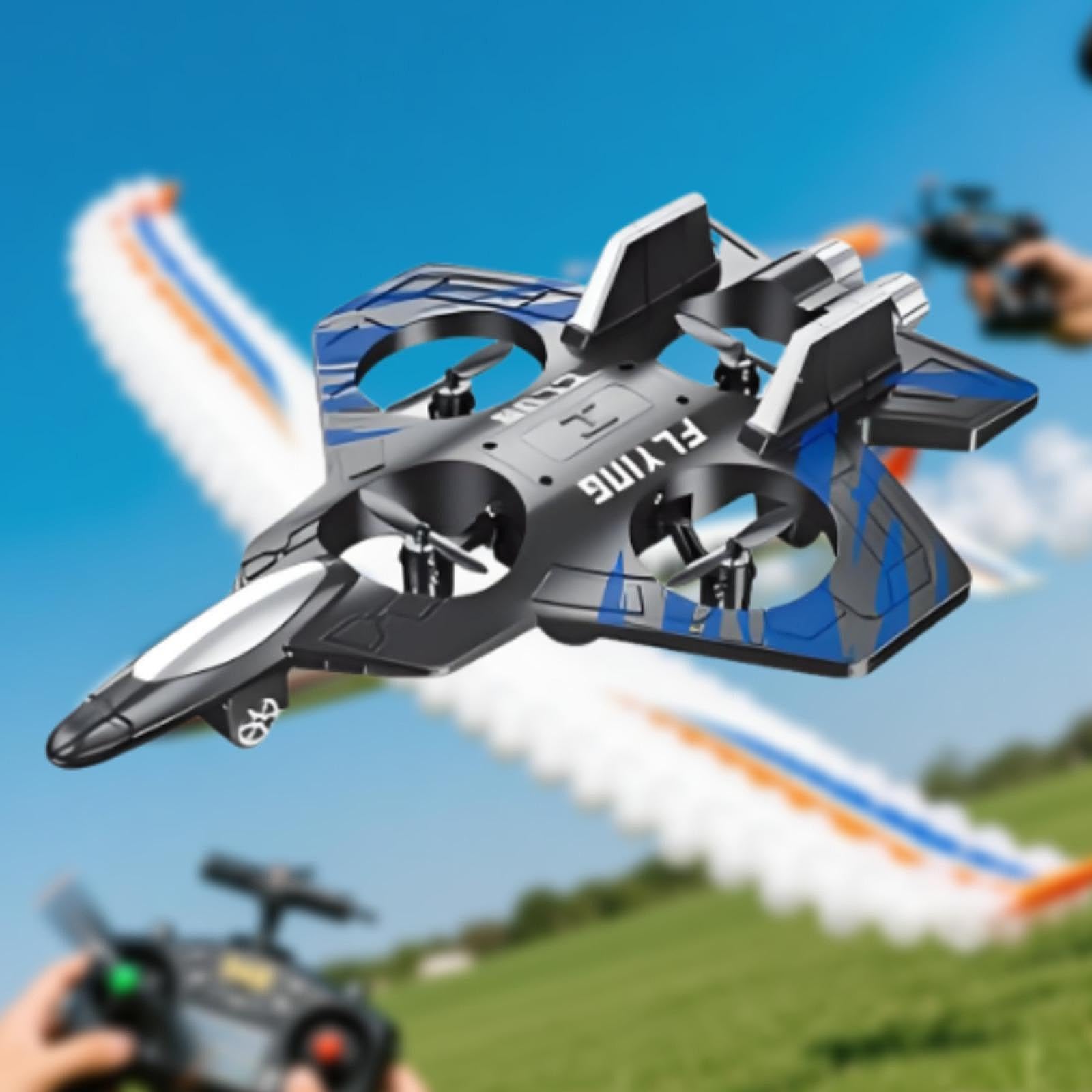 Avión Teledirigido RC Avión Jet Juguete Avión Espuma con Luz Automático Estabilidad Mejorada Control 2.4G Adecuado para Niños Adultos, Azul
