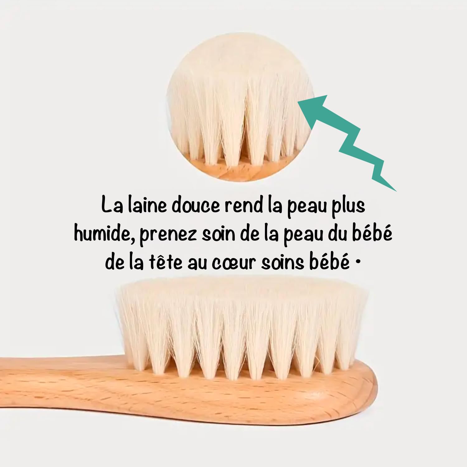 Obiboo Peigne et Brosse à Cheveux pour Bébé, Brosse en Laine et Peigne en Bois Personnalisé, Accessoires de Soin pour Nouveau-né