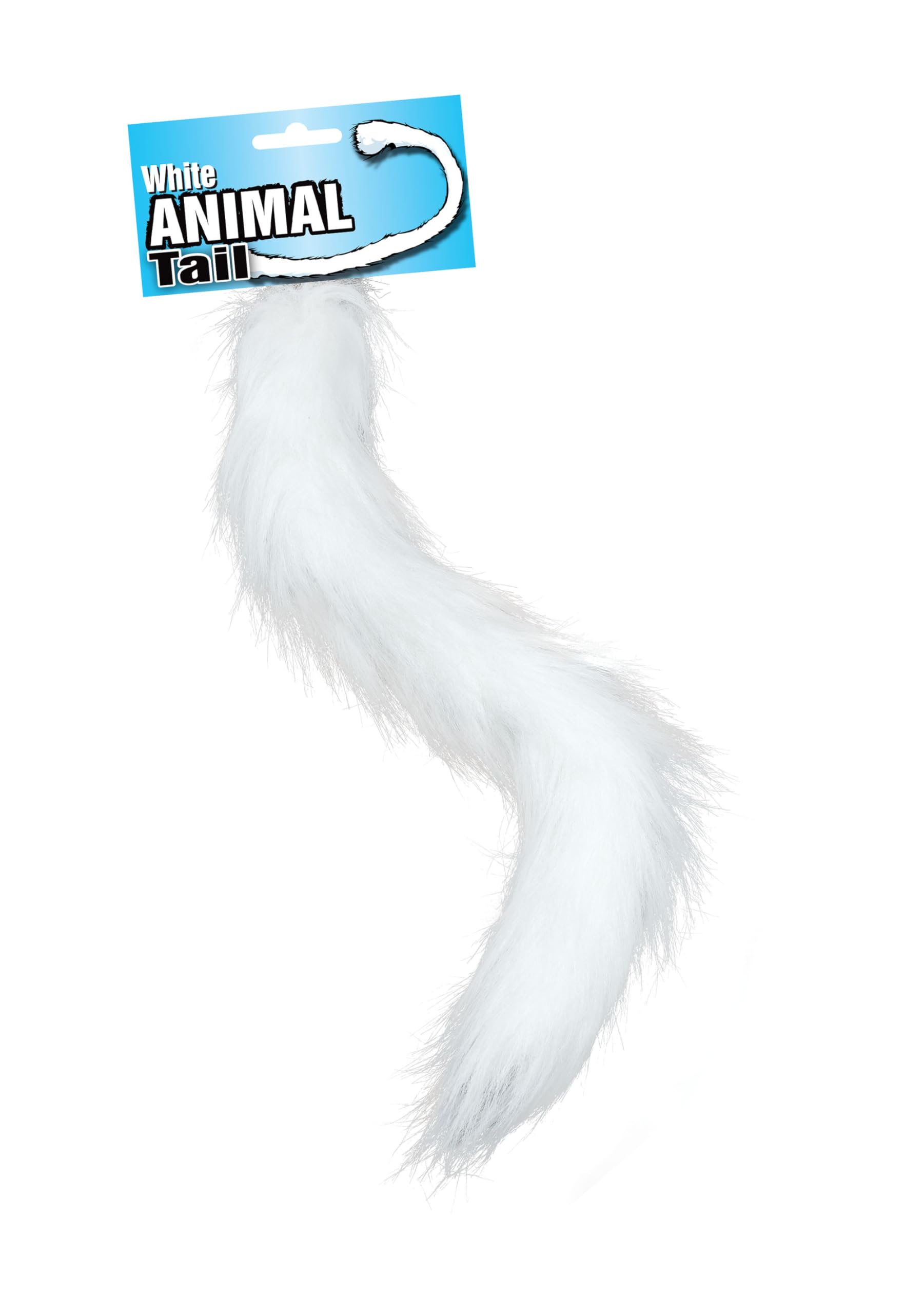 Animal Tail Costume Accessory Soft White Faux Fur Clip-On Tail for Cosplay, Halloween & Fancy Dress
